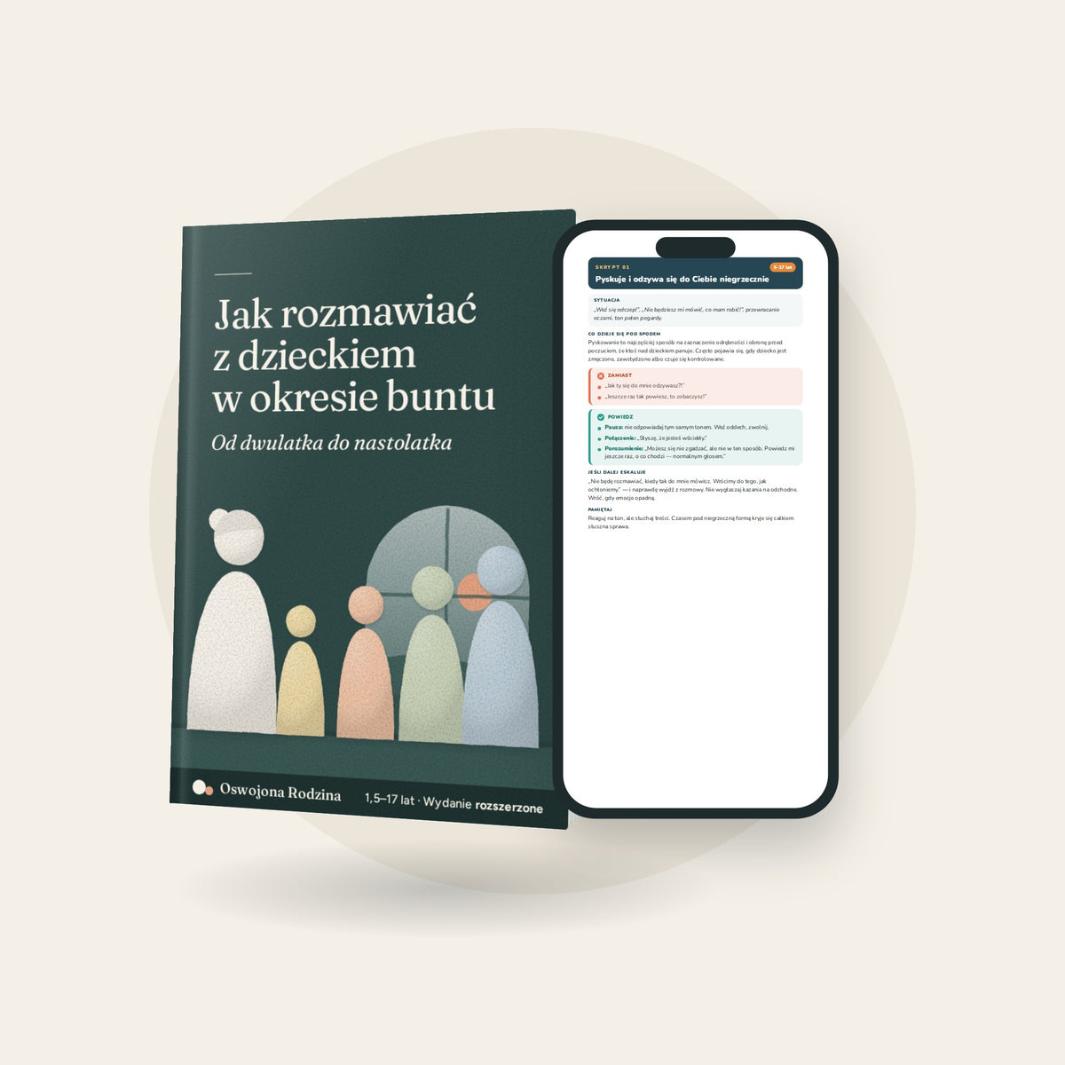 „Jak rozmawiać z dzieckiem w okresie buntu” — e-book na telefonie: przykładowy skrypt rozmowy